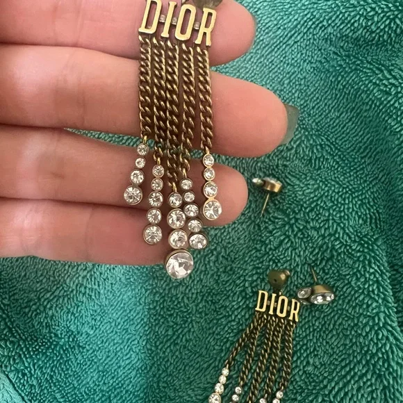 Dior Gold and Silver Crystal Earrings - Picture 3 of 3